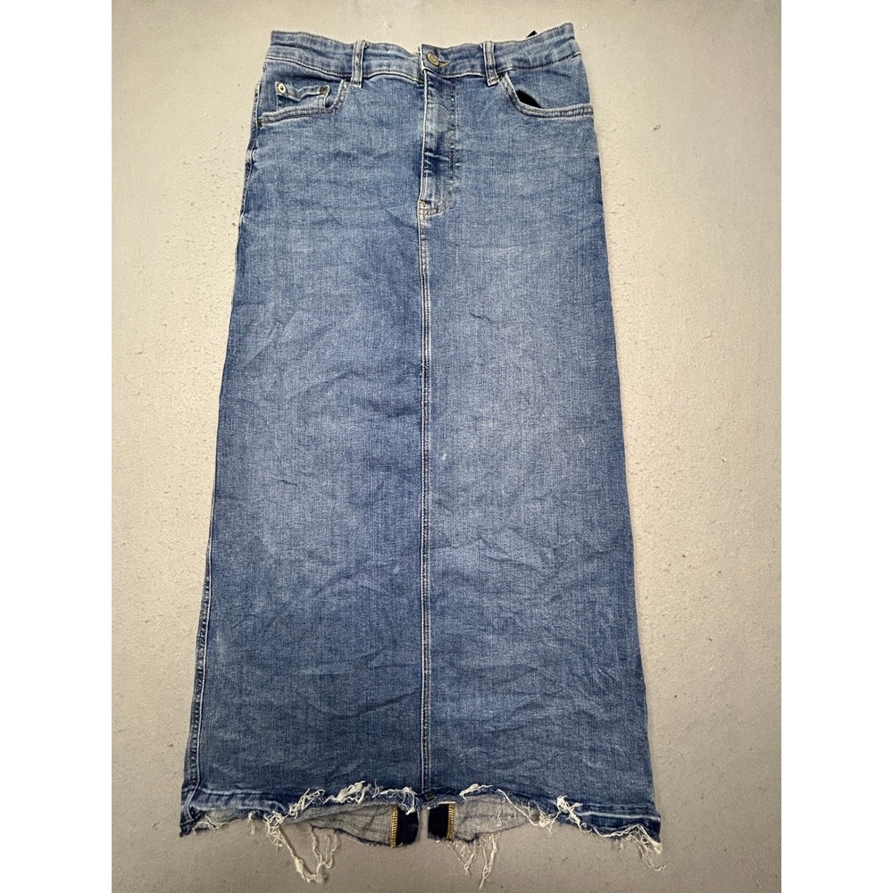 Zara Maxi Skirt Denim Blue XL W32 Women